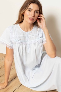 Cara Victorian Cotton Lawn Short  Sleeve Nightdress